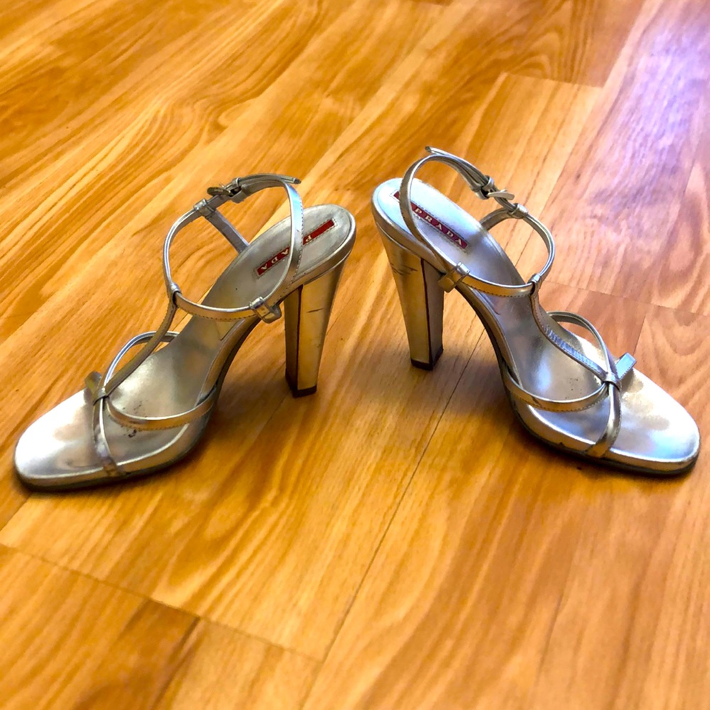 Prada Sport Silver Sandals 37
